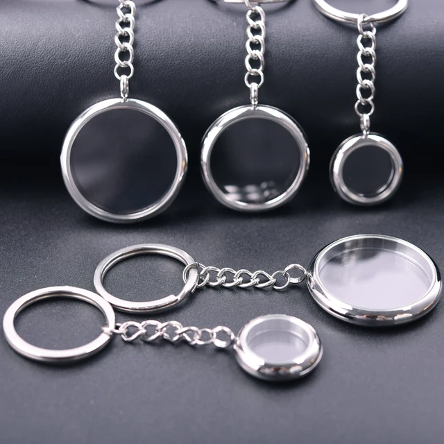 1Pc Stainless Steel Round Medallon Flotantes Picture Ashes Key - Main Image
