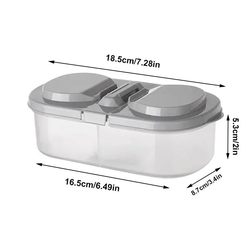Double-compartment Covered Storage Box Kitchen Food Grains Sealed Jar Spice Storage Box Sealed Crisper Plastic Flip Crisper