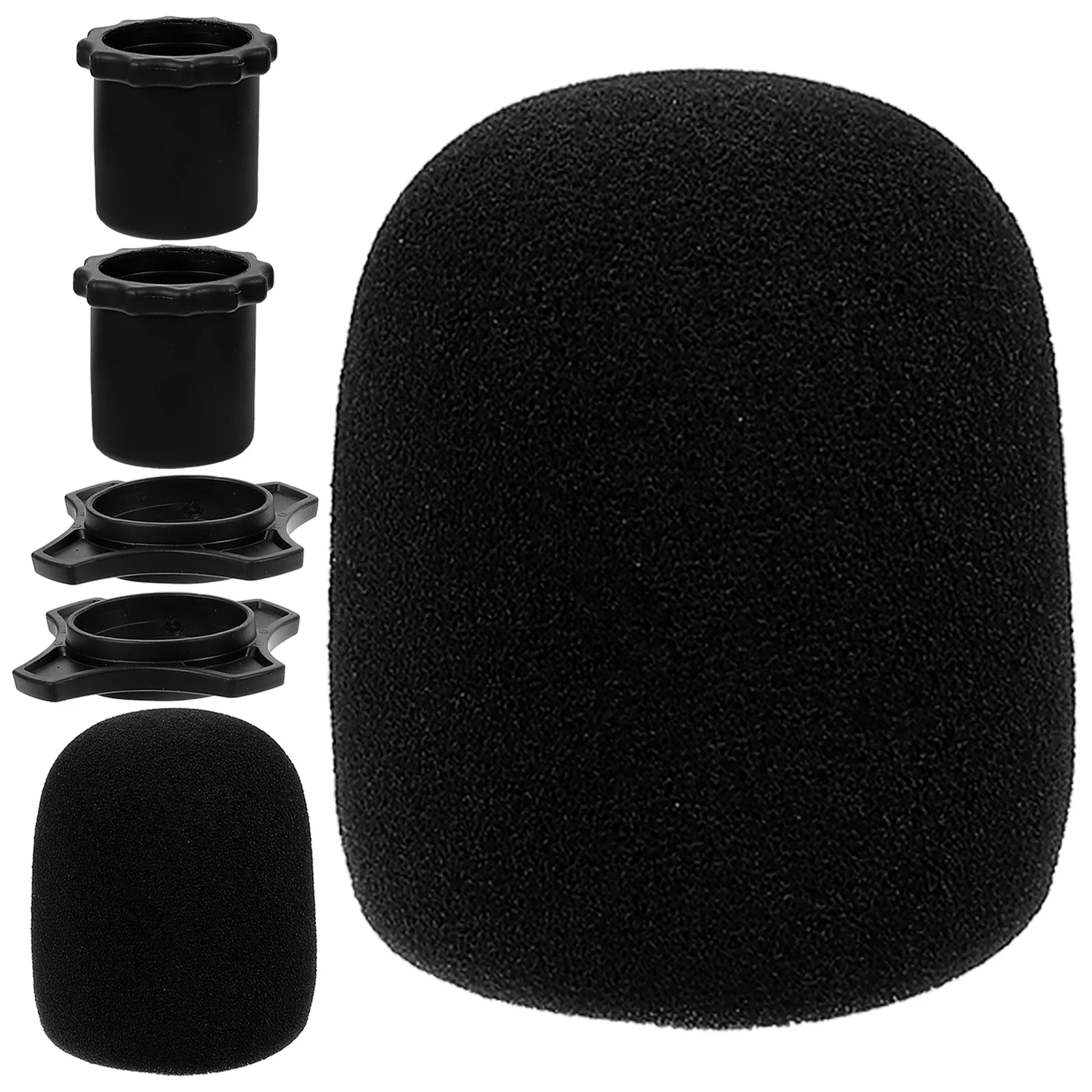 

Microphone Cover Sponge Protective Outdoor and Indoor Anti-fall Thickened Ktv Pop-proof (black Three-piece Set) 6pcs