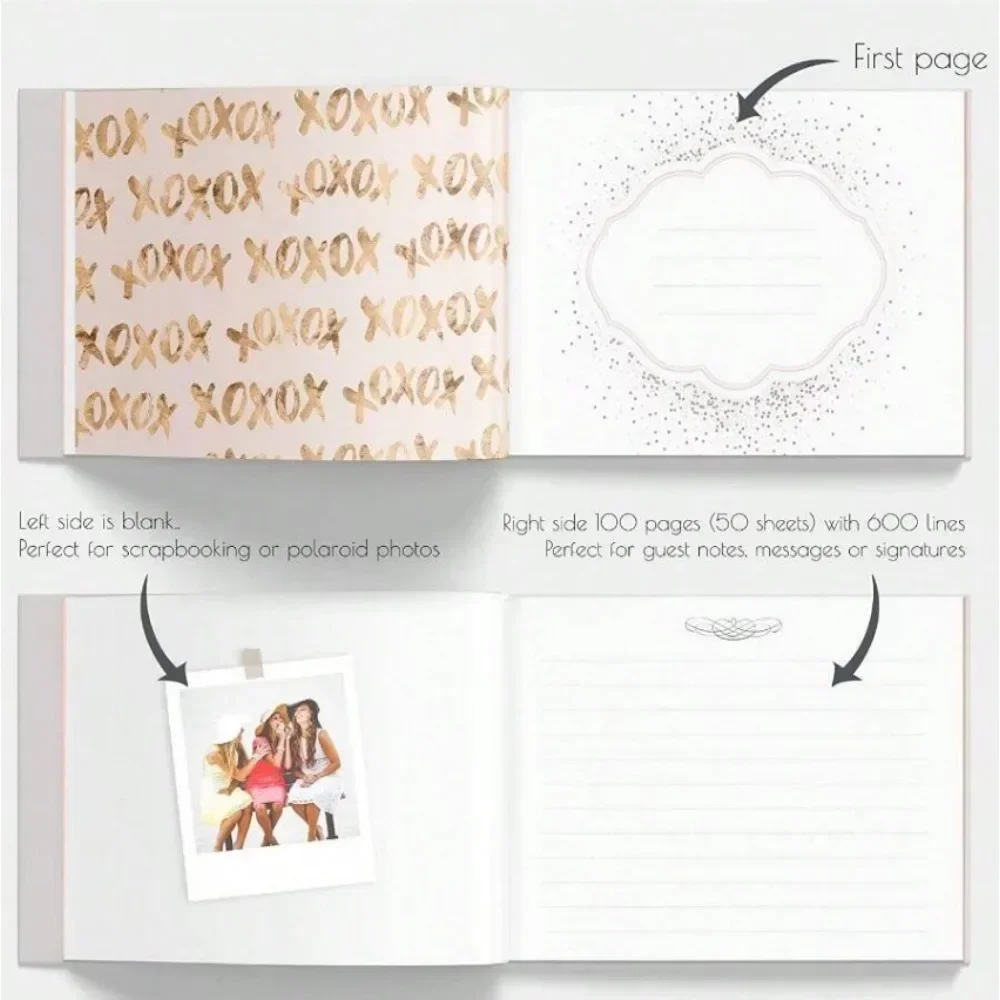 100 Pages/50 Guest Books and Pens-Hot Stamping Albums, Message Books, Signatures At Weddings, Parties, or Bridal Showers