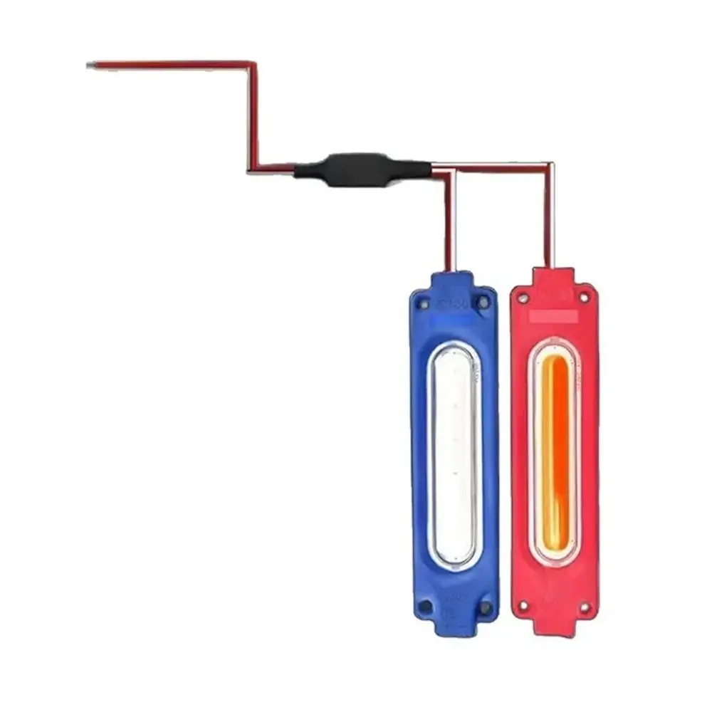1개 레드 블루 LED 스트로브 라이트 1-to-2 IP65 경고 플래시 램프 범용 12V COB 차량 분위기 조명