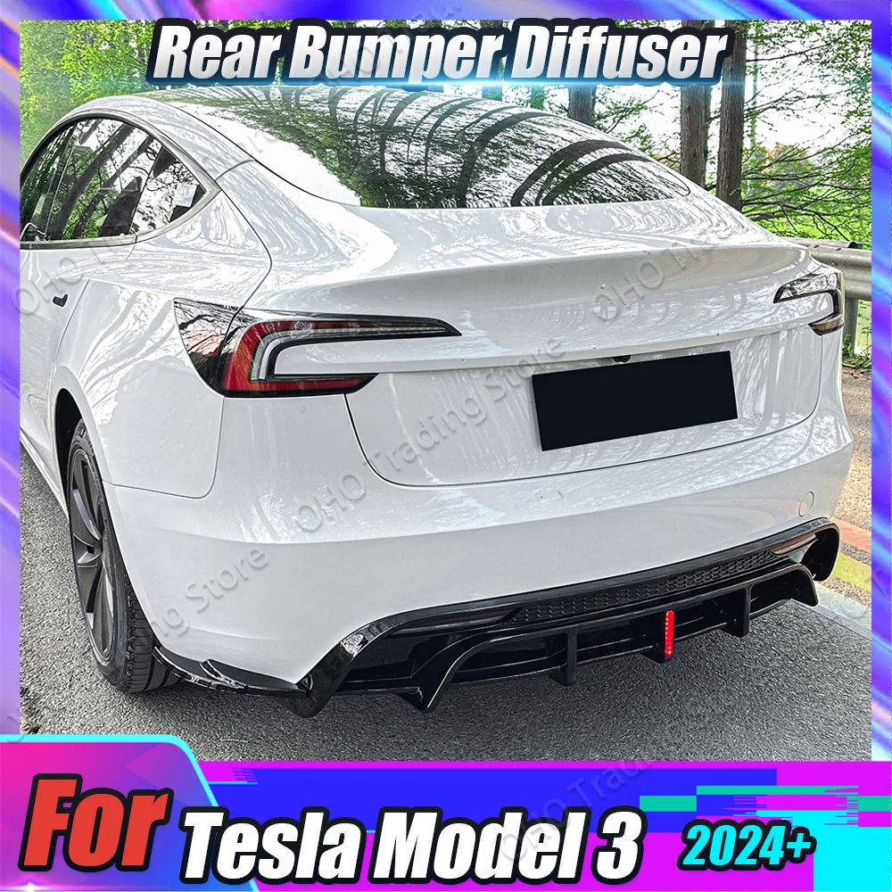 

Автомобильный задний бампер, диффузор, спойлер для Tesla Model 3 2024 +, сплиттер с задним корпусом, Комплекты заднего диффузора, губа с фотонастройкой