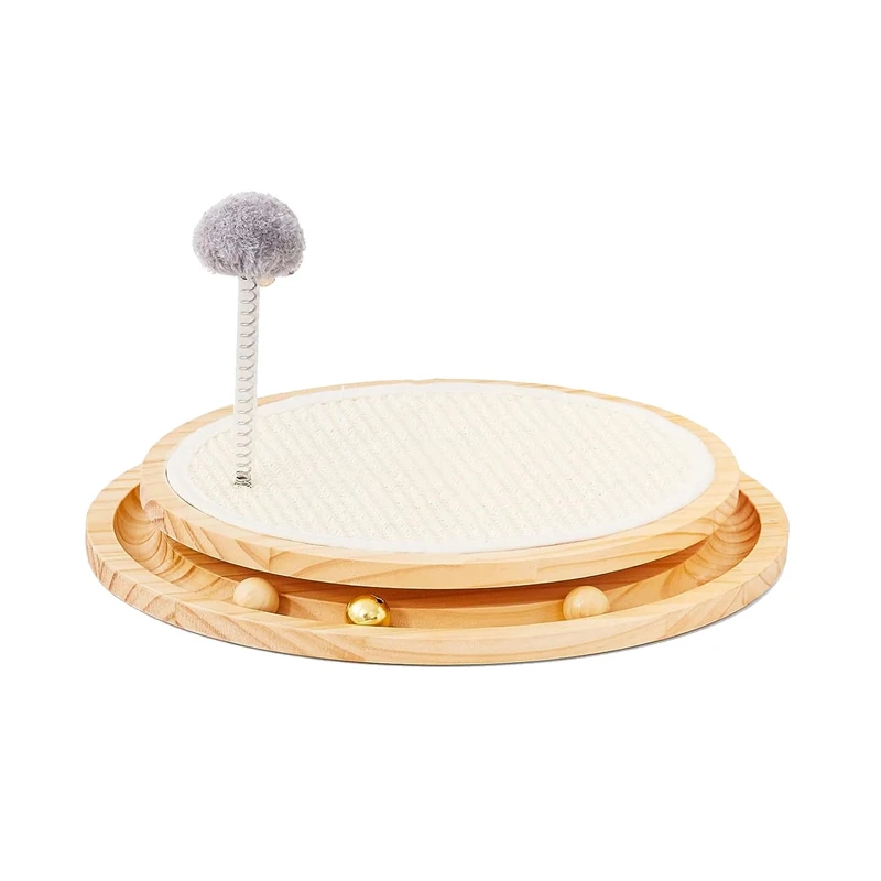 

Cat Scratcher Cat Natural Sisal Kitten Interactive Toy Scratching Pad With Ball Track Spring Ball For Chasing Hunting