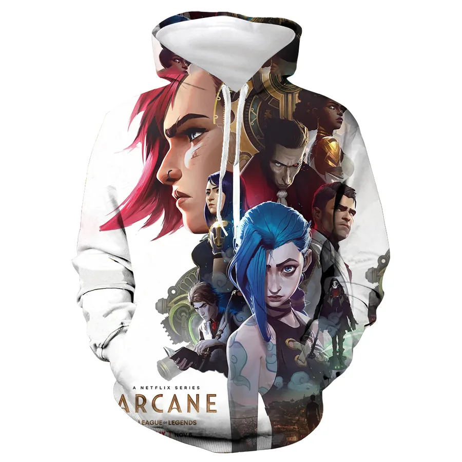Sudadera Con Capucha Arcane Jinx Para Hombre Y Mujer - Estampado Rosa Y Azul, Poliéster, Tallas XS A XXXL, Estilo Urbano