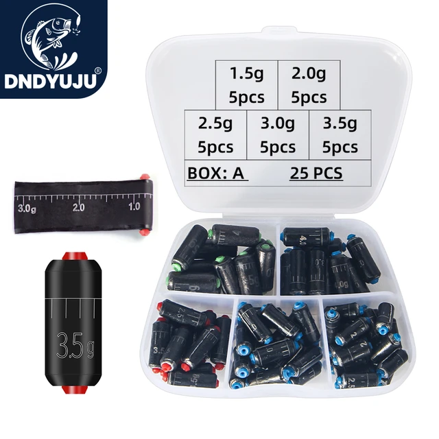 DNDYUJU 25pcs Combination Fishing Lead 1.5g-5.0g Lead Sinker Fishing Ruler Lead  Set Quick