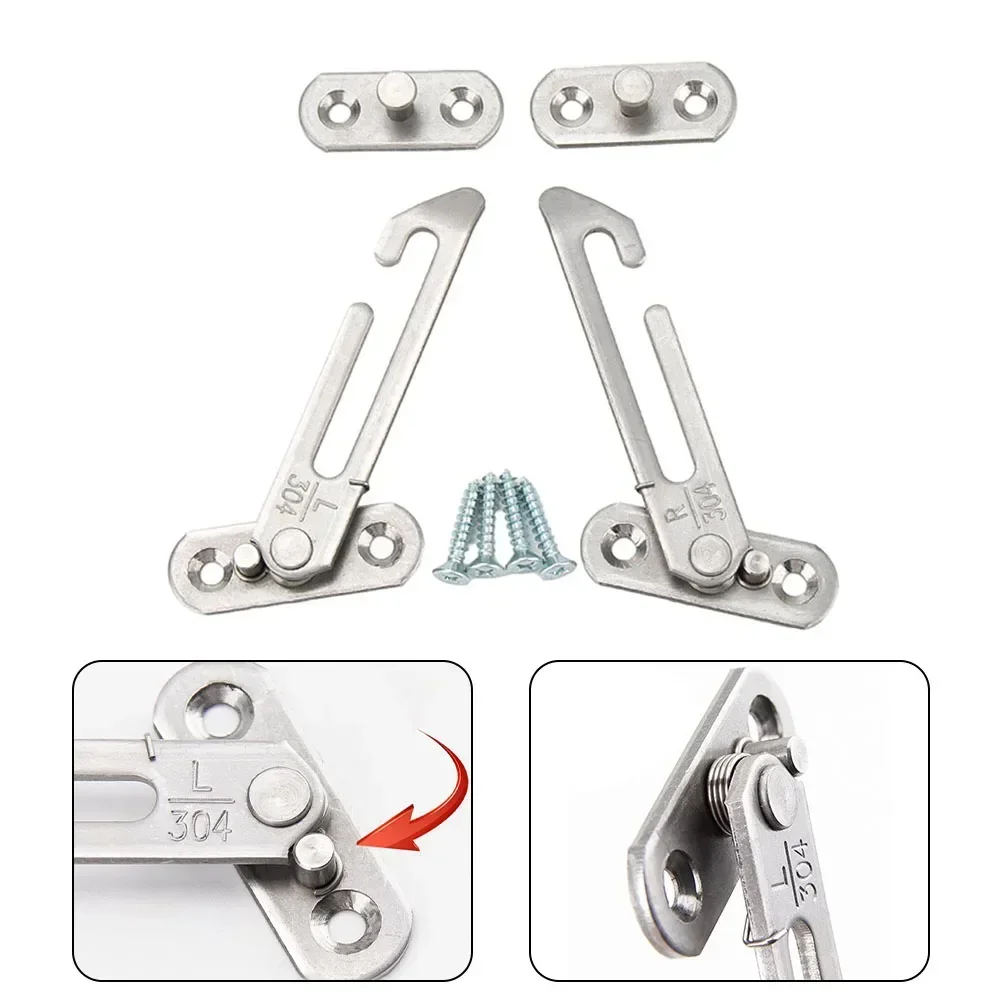 2pcs Automatic Limiter Window Security Casement Left And Right Window Wind Fixed Support Buckle Adjustable Safety Lock Hardware