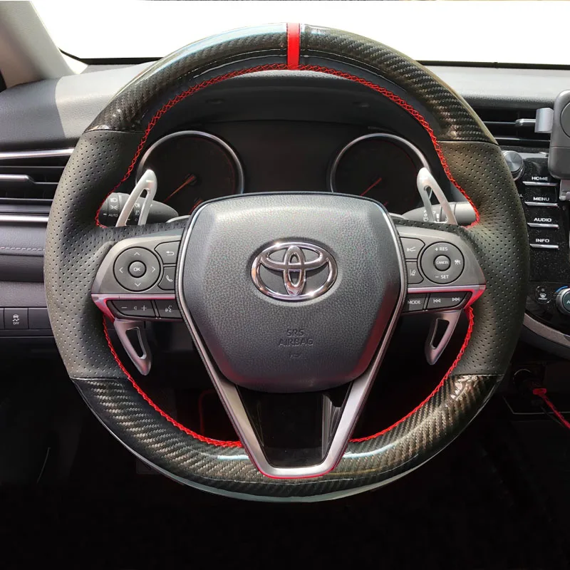 

For Toyota Avalon Camry Corolla 2018-2020 RAV4 2019 carbon fibre Leather steering wheel protective cover Interior Accessories