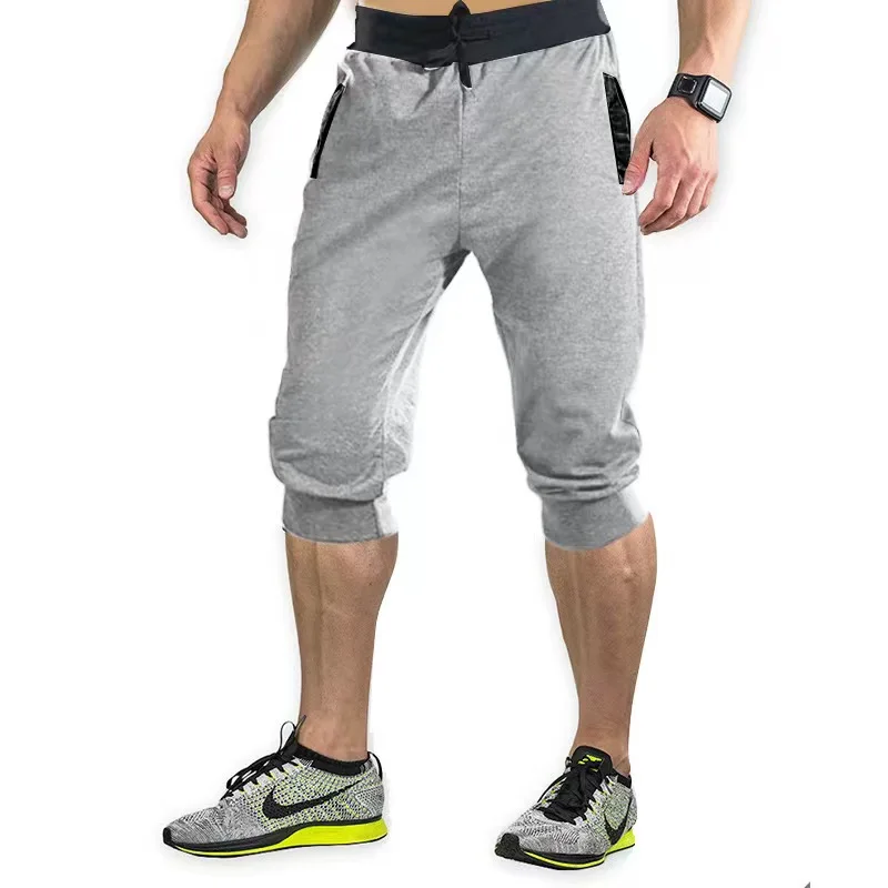 2025 Fashion New Men's Casual Sports Pants Homme Drawstring Running Shorts Elastic Fitness Pants 7-Part Pants M-4XL Male 6