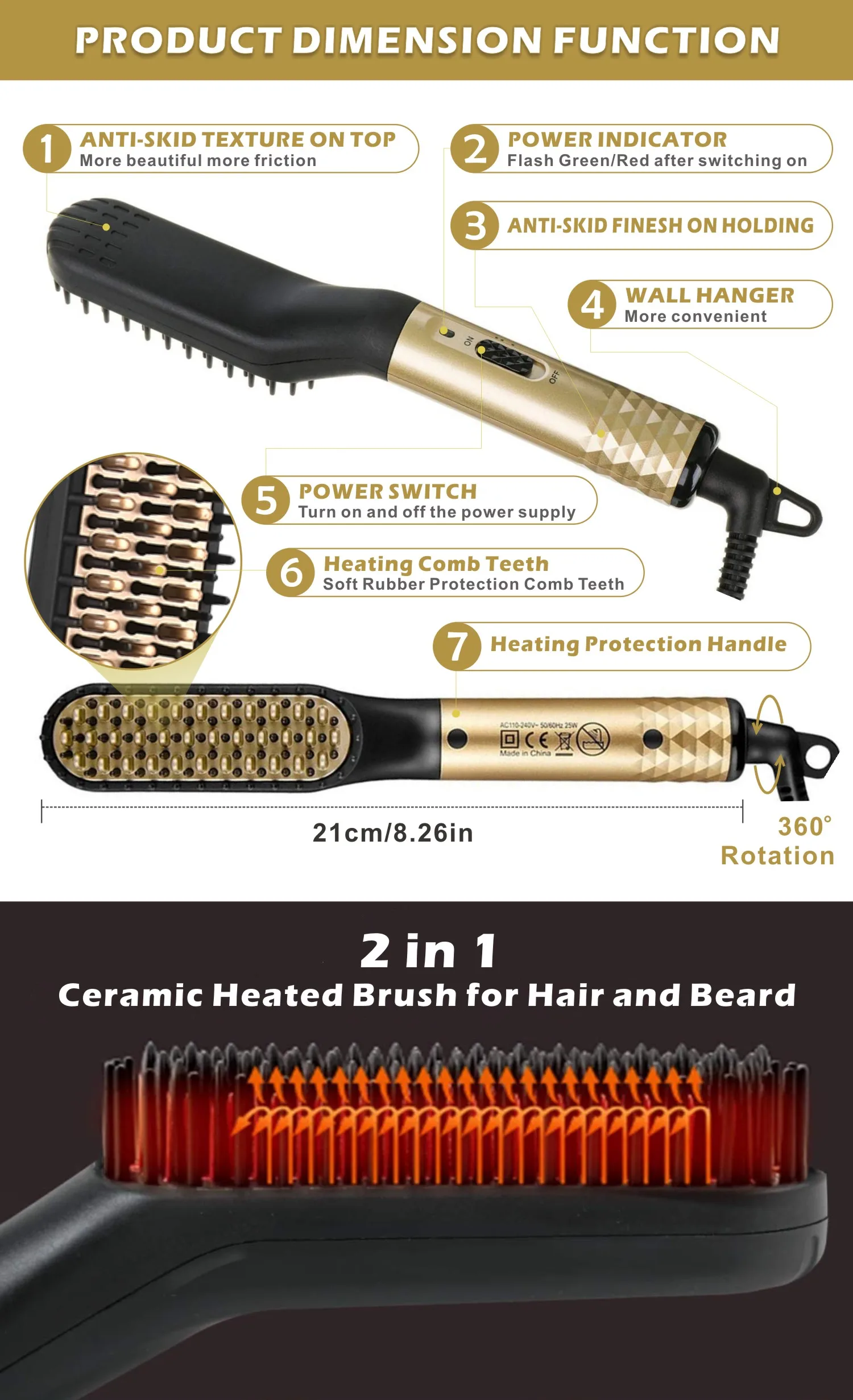 Alisador de Cabelo Modelador de Cabelo Modelador de Cabelo para Homem Multifuncional Pente Escova Barba Cabelo Endireitar Rápido para Homem 3 Computers & Electronics