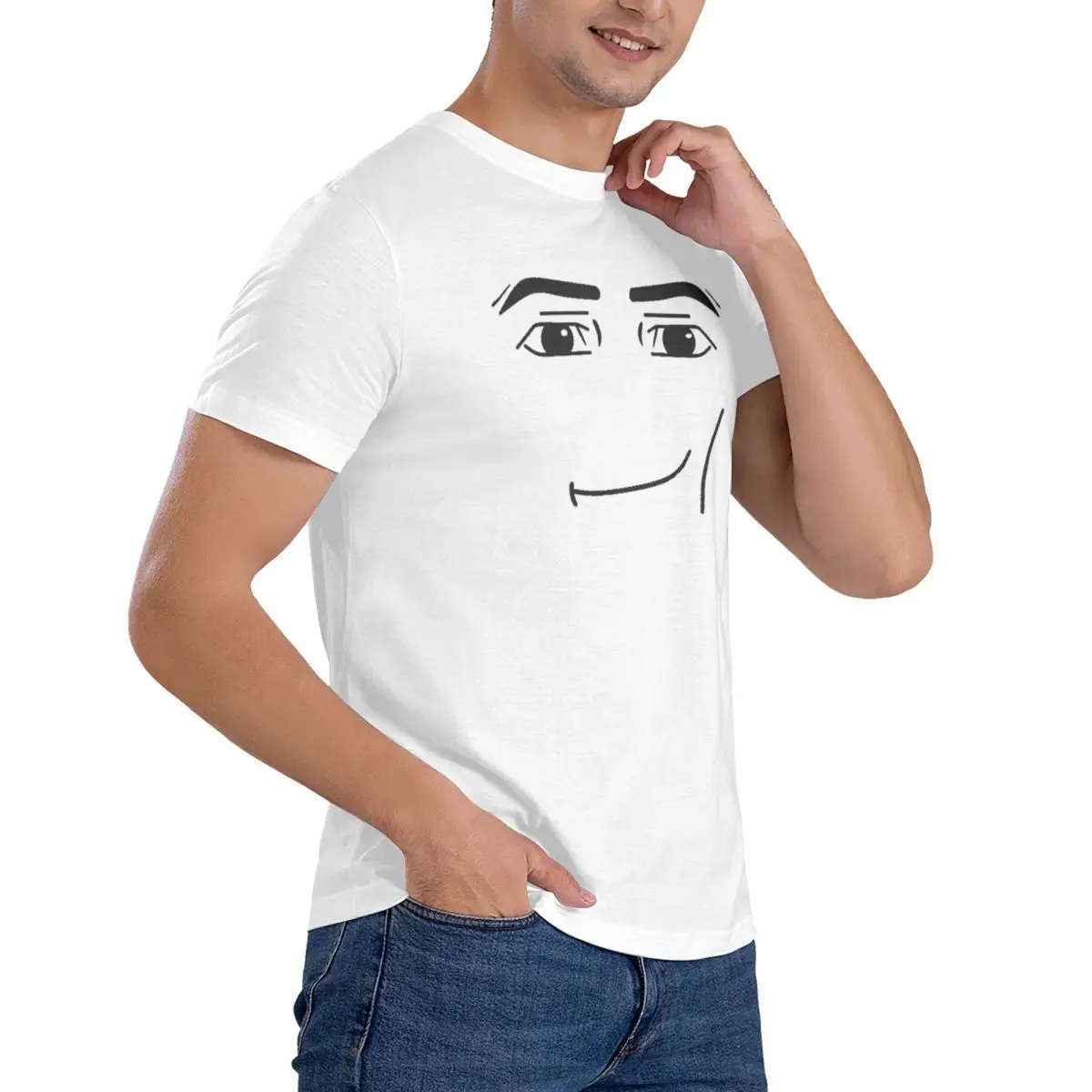 Men Women Anime Robot Robloxs Face T Shirt Cotton Clothes Unique Short Sleeve Round Collar Tees Gift Idea T-Shirts