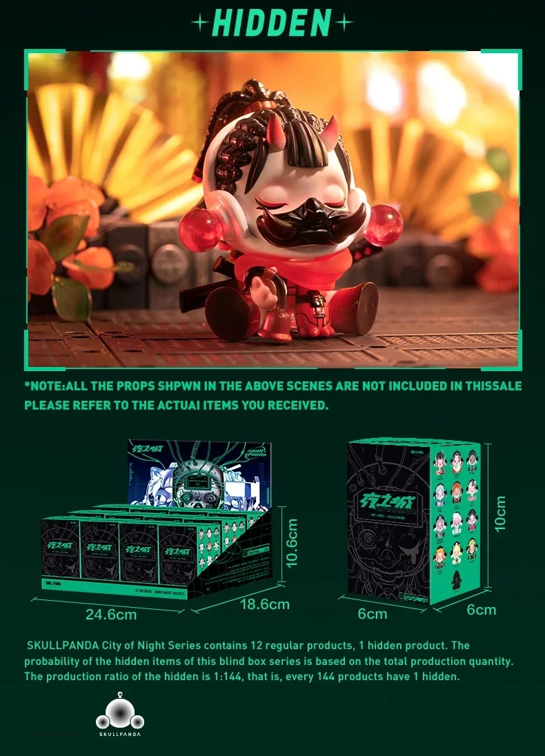 POP MART Skullpanda City of Night Serie Original Blind Box Mystery Box Erraten Tasche Spielzeug Puppe Nette Anime Figur Desktop Ornament – Detail 12