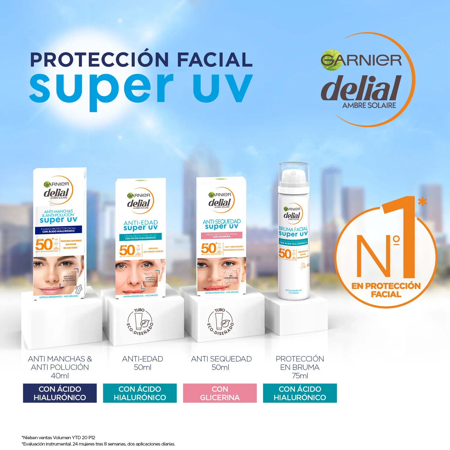 Garnier Delial Sensitive Advanced-Super UV Fluid face cream with hyaluronic  acid IP50 + - 40 ML