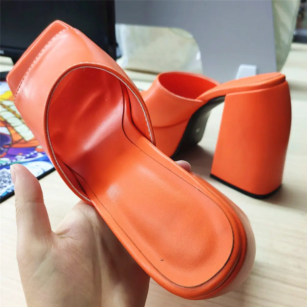 GIGIFOX Brand New Big Size 43 Summer White Chunky Heeled Mules High Heels Sexy Party Platform Heel Sandals Shoes For Women 2022