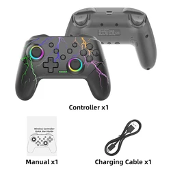 Enhanced Wireless Pro Gamepad with Rechargeable Battery, Programmable Turbo, and RGB Lighting (Thunder Light)