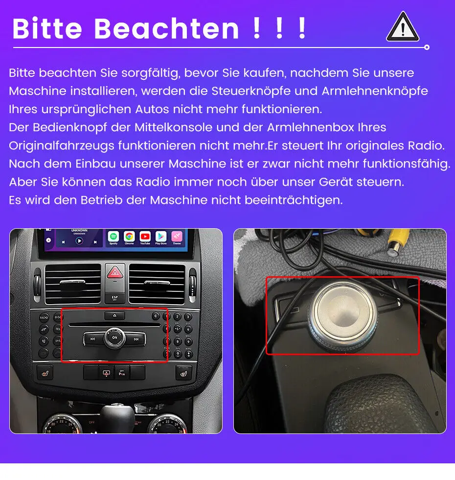 ESSGOO 2 DIN Kabelloses CarPlay 9" HD Touchscreen Autoradio für Mercedes Benz C-Klasse W204 2006-2011 GPS Navigation Android 13 64G Wifi FM BT Multimedia Video Player – Detail 11