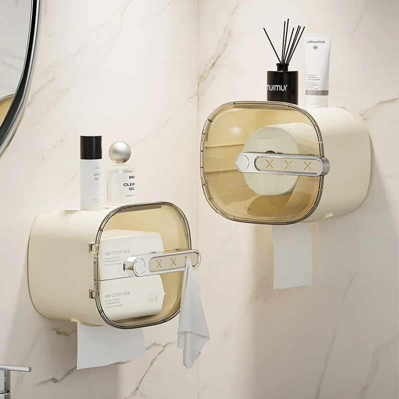 

Toilet tissue box bathroom washcloth storage box multifunctional wall mounted waterproof paper drawer bathroom accessories