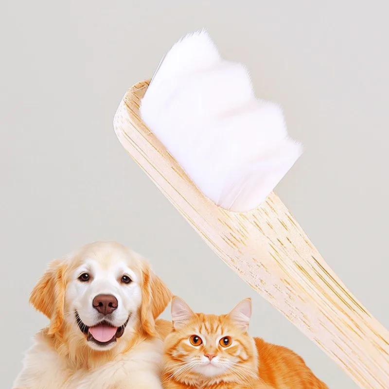 Eco-Friendly Bamboo Handle Dog Toothbrush for Gentle Oral Care and Grooming