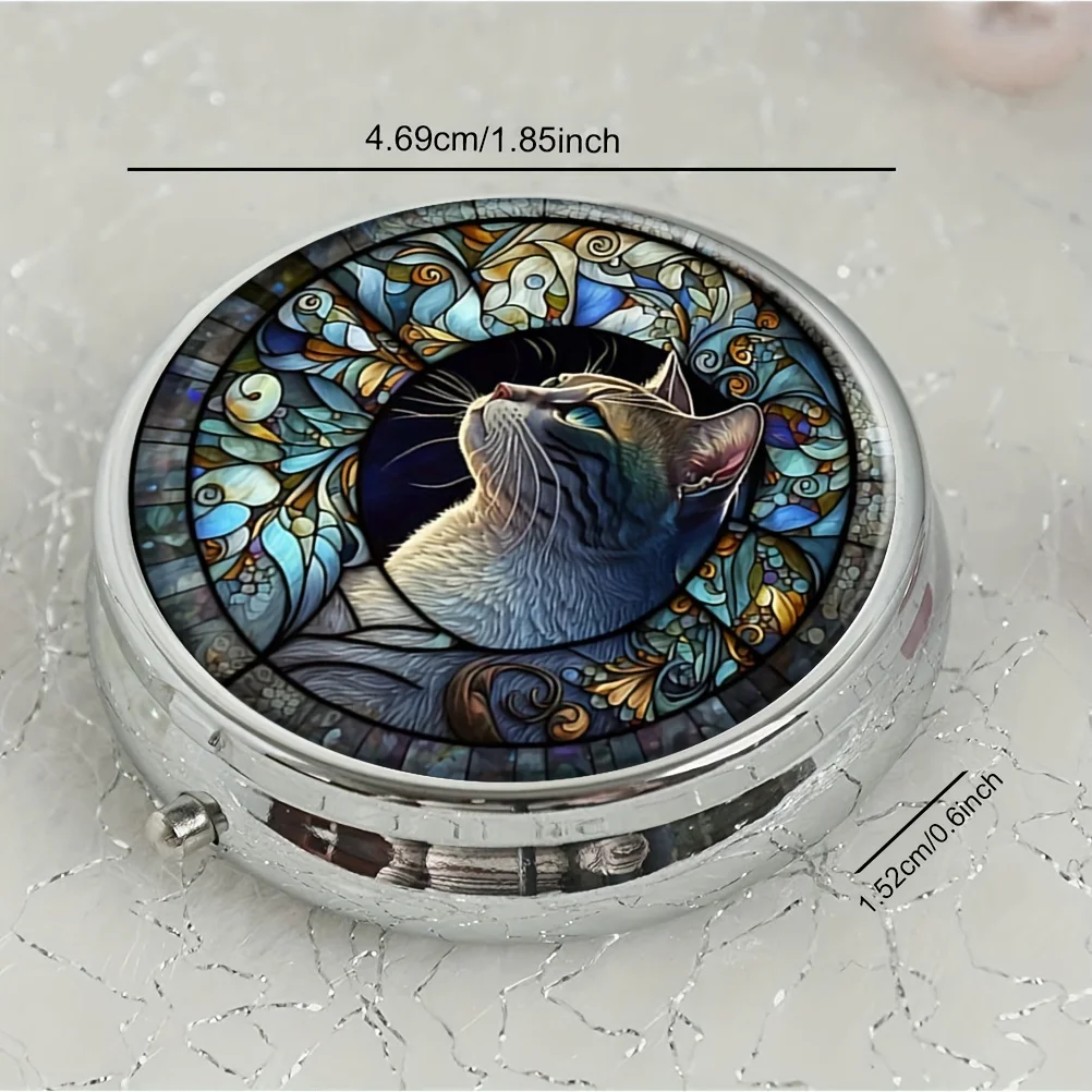 Charming Cat Theme Pill Storage Box-Portable 3-grid medicine box,suitable for travel and wallet carrying,with spiritual design