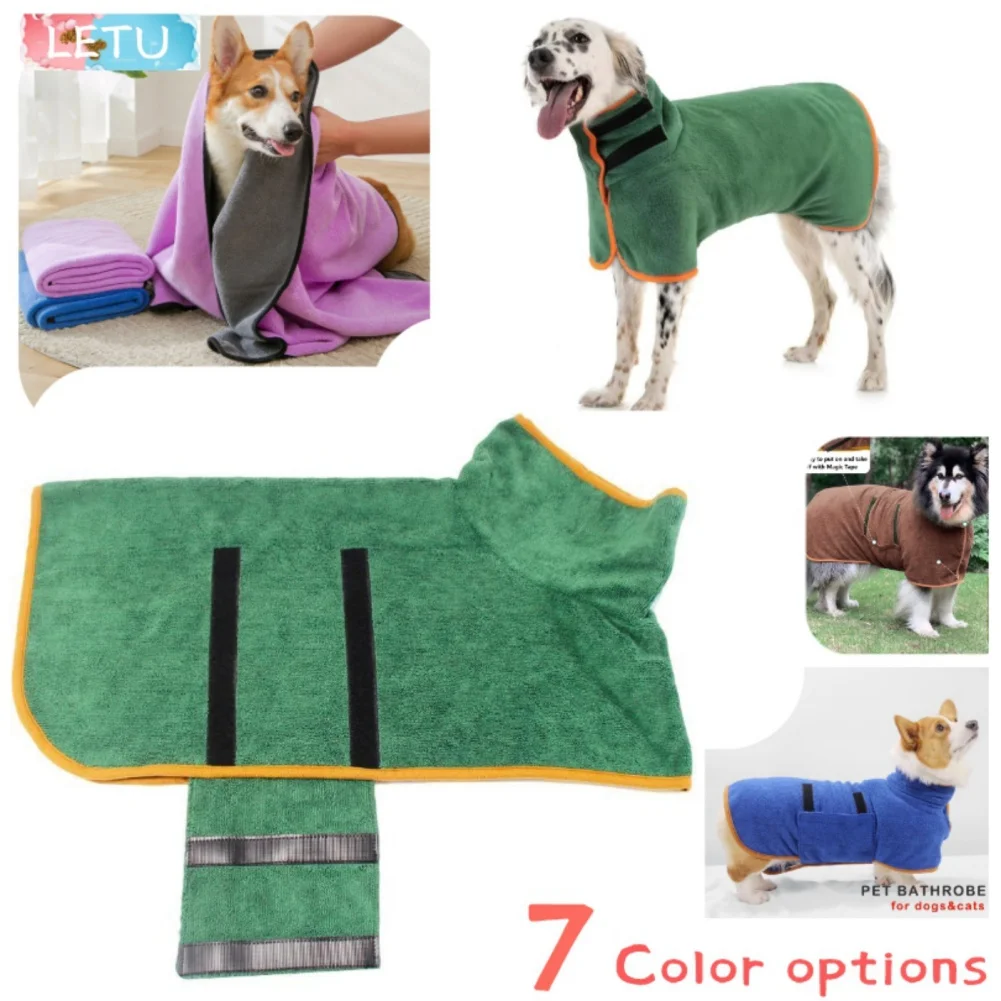 Dog Bathrobe Towel Super Absorbent Dog Drying Coat Adjustable Pet Towel for Small Medium Large Dogs Cats Dog Accessories