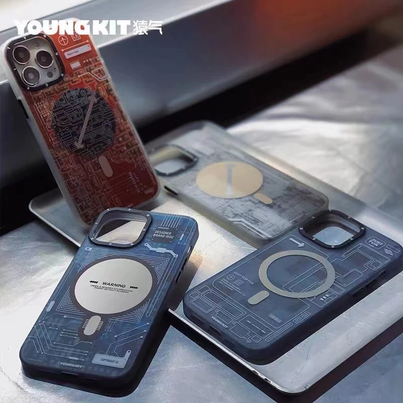 Youngkit Frosted Cover Iphone 12 13 Pro Max Case Circuit Cyberpunk