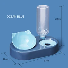  Dog Bowl with Stand Automatic Water Storage Dispenser Pet Cat Food Bowl 2-in-1 Splash-proof Water Container Elevated Removable 