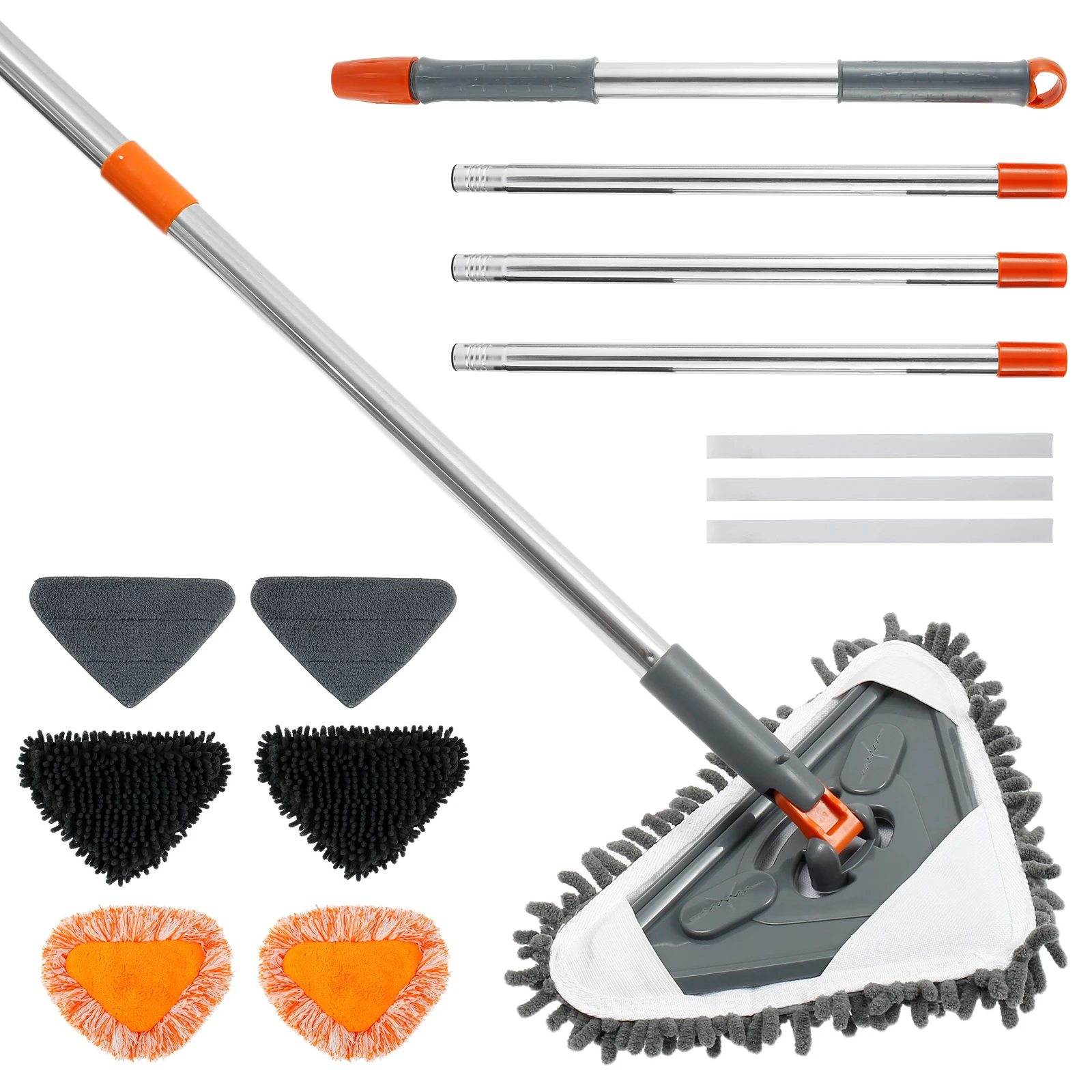 

NEW Wall Cleaner Set with Long Handle 360° Rotatable Ceiling Dust Cleaner with 6 Replacement Mop Cloth 82in Adjustable Wall