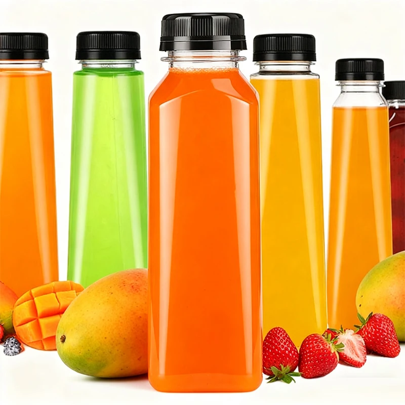 Portable Empty Clear Plastic Juice Bottles 10pcs 60ML-500ML Reusable Water Bottle Juicing Smoothie Milk Containers with Funnel