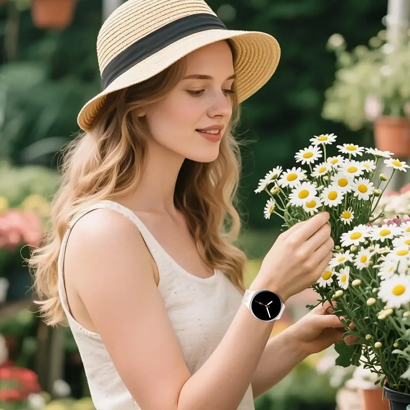 Two-Tone Flower Engraved Silicone Wristband