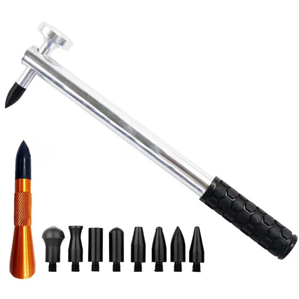 

use aluminum material professional approach 9Pcs heads paintless dent repair hammer kits for car body restoration