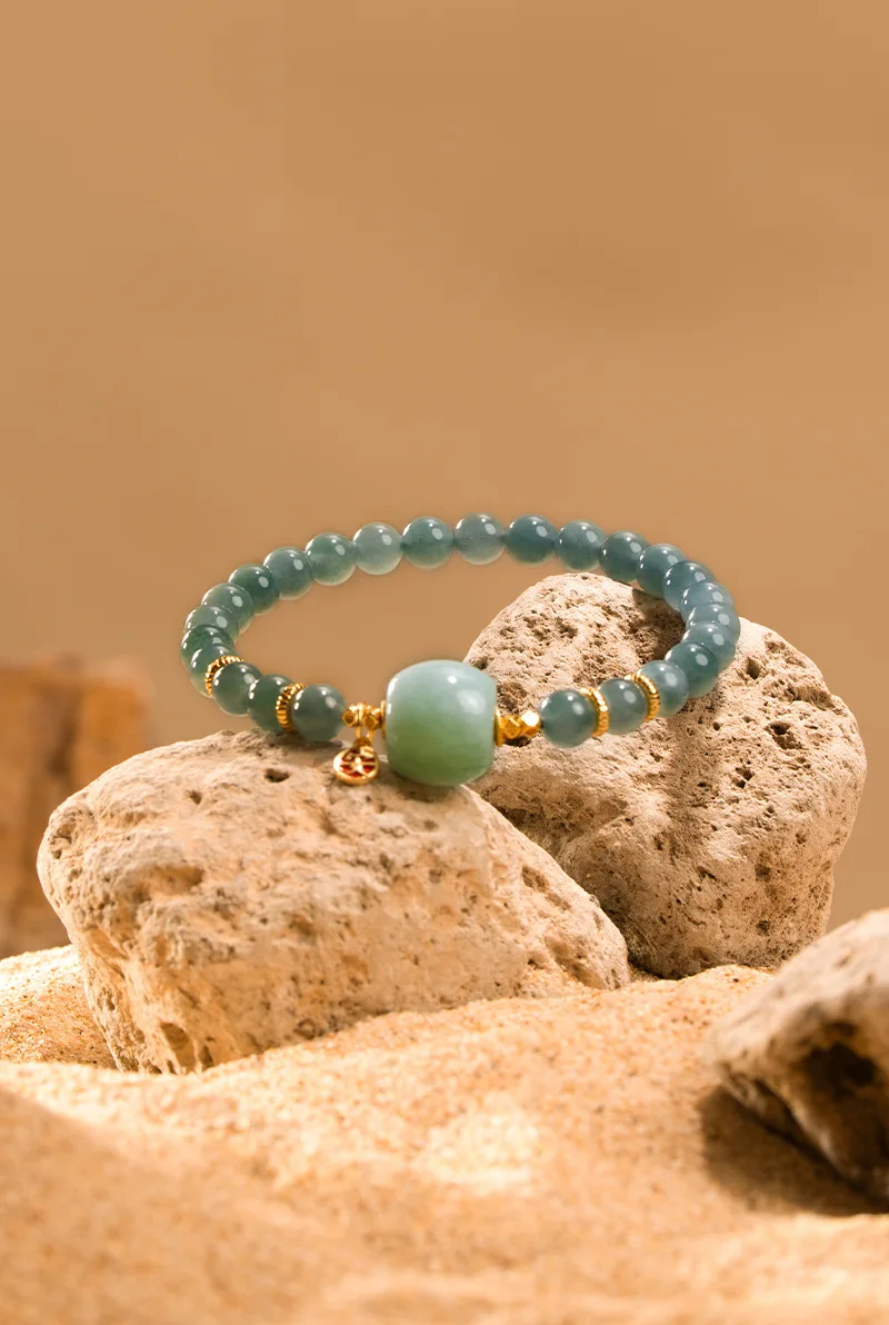 Natürlicher Jade-Smaragd, 10 mm, Damenschmuck, grüne Perle, elastisches Armband, Schmuck, modisches Quarzkristall-Armband für Frauen – Detail 3