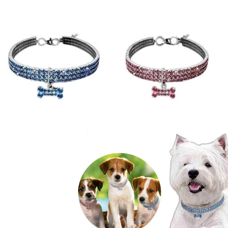 

Rhinestone Stretch Pet Collar Necklace Dog Leash Crystal Collar Tag Pendant Accessories for Dog Cat Pet Supplies