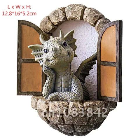 

Lovely Dragon Garden Statue 2021 Meditated Courtyard Sculpture Resin Dinosaur Shape Yard Decoration Outdoor Garden Dragon