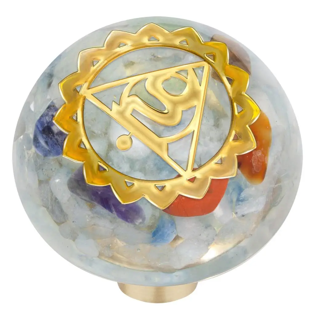 7 Chakra Symbol Drawer Knobs Round Resin Crystal Stone Dresser Cabinet Pull Handles For Cupboard Wardrobe Door Home Decoration agate slice drawer pull knobs cabinet handle for dresser cupboard dyed slice with gold plated edge knobs home furniture decor