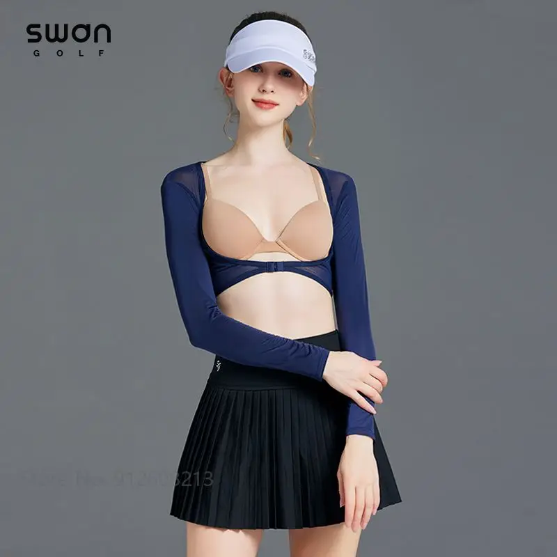 SG Women Ice Silk Breathable Golf Underwear Summer Ladies Long-sleeved Quick Dry Golf Cropped Shirts Uvproof Sports Arm Sleeves