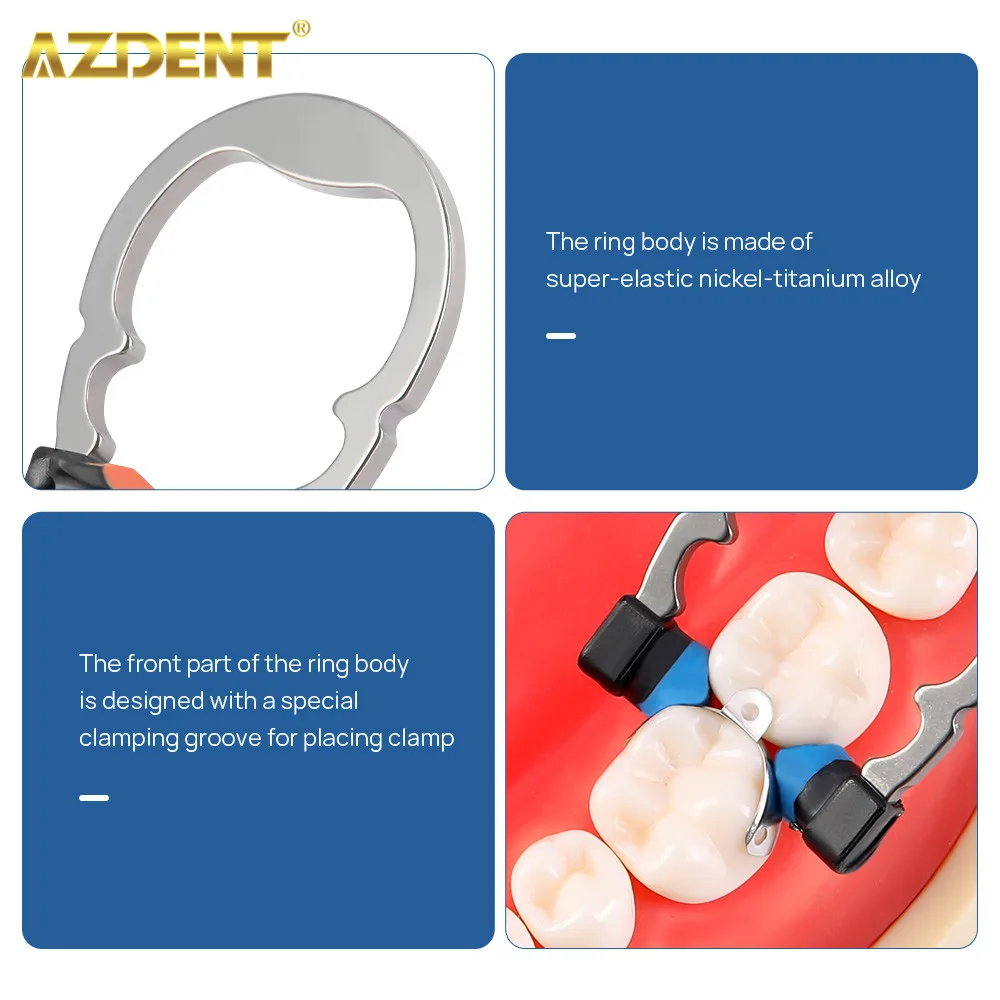 AZDENT Dental Sectional Matrix System Set New Contoured Matrices Clip Ring Bands Wedge Knife Dentis Wedges Plastic Kit_voghion.com