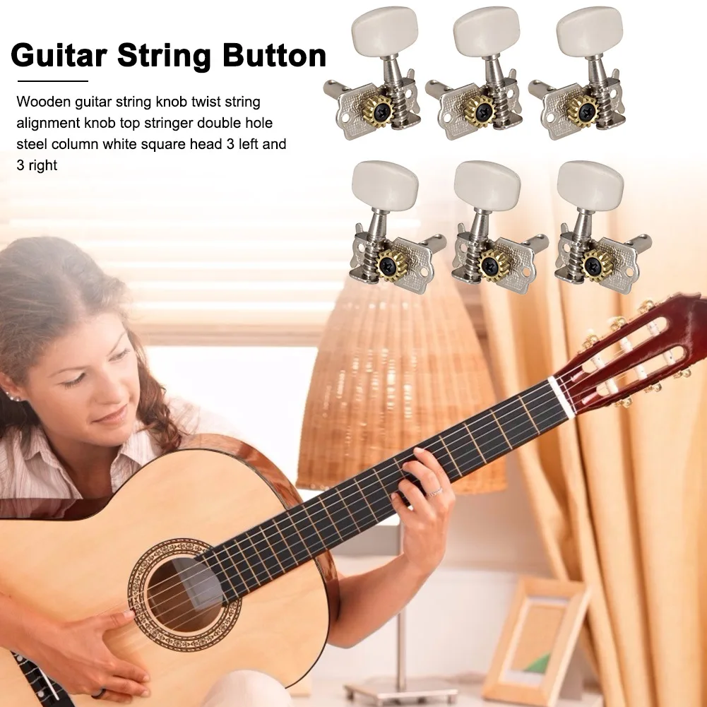 6x Metal Guitar Tuning Pegs Machine Head Tuners Acoustic Guitar Replacement Parts Accessories Musical Instruments Parts