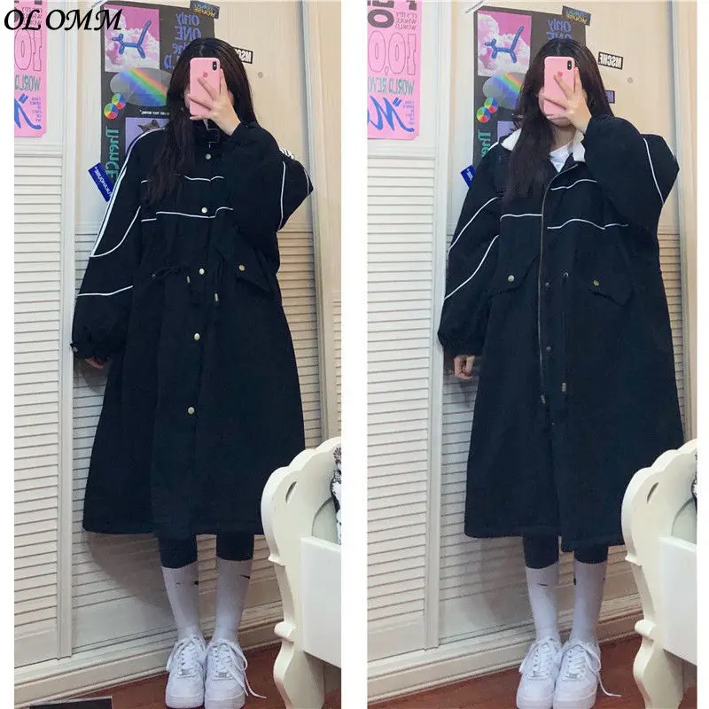 

Overcoat Winter New Keep Warm Knee Length Cotton Jacket Women's Work Clothes Fashion Harajuku Parka Windbreaker Women Korean