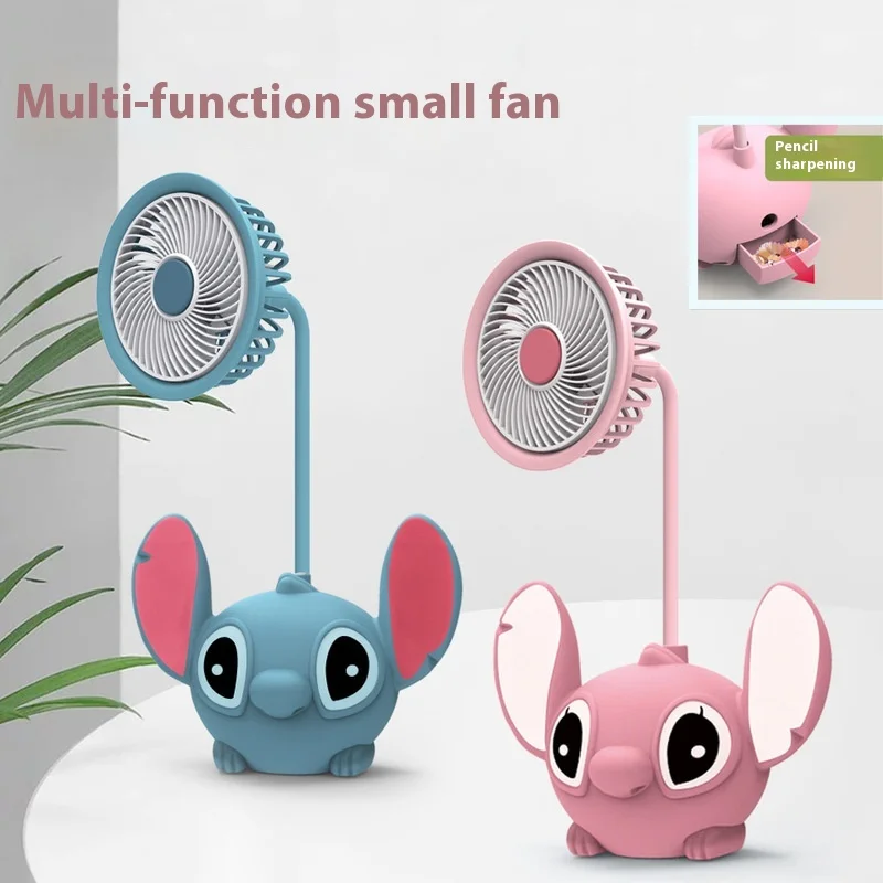 

New Disney Stitch Nightlight Kawaii Mini Usb Charging Cartoon Desk Lamp Fan Room Dormitory Desktop Cute Children's Birthday Gift