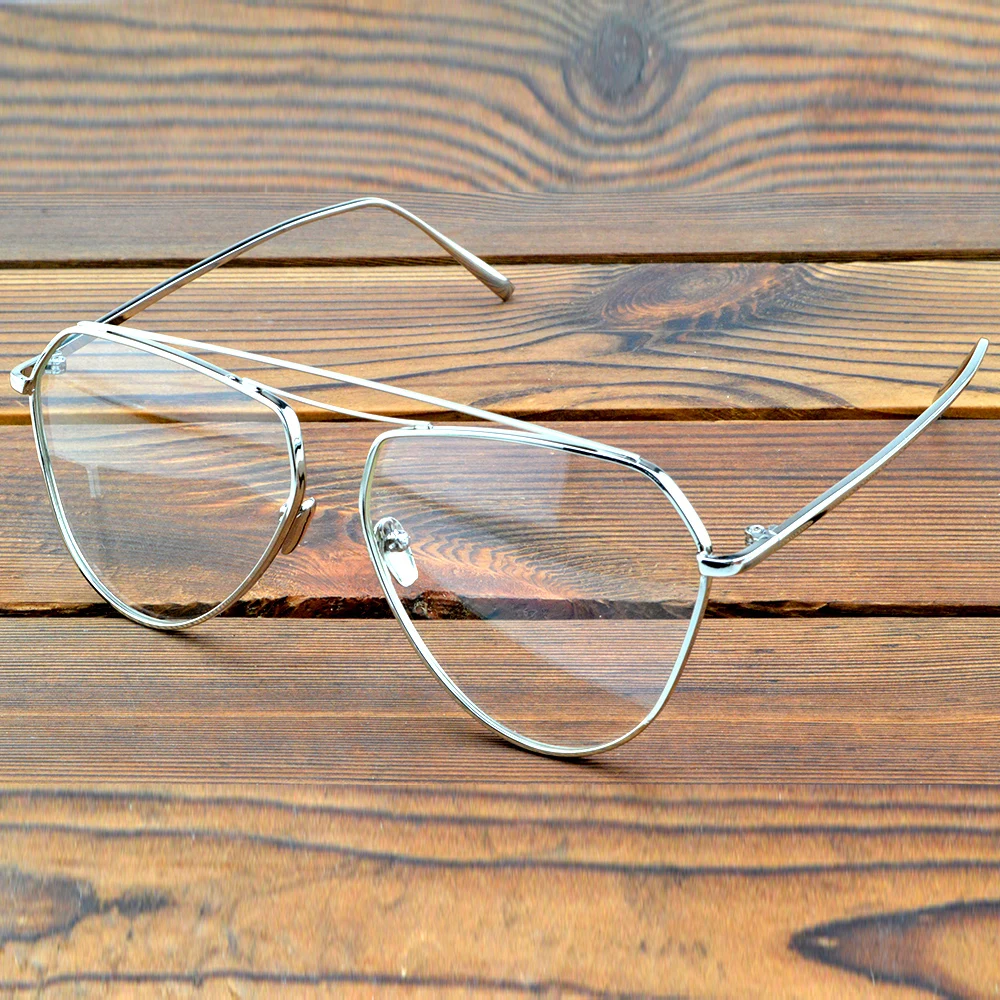 

Oversized Polygon Double Bridge Comfort Metal Nose Pads Optical Frame Custom Photochromic Progressive Myopia Reading Glasses