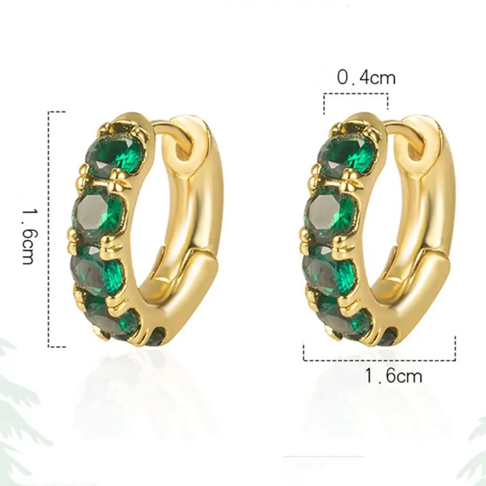 Emerald Hoop Earrings Emerald Green Round Huggie Hoop Earrings Circular