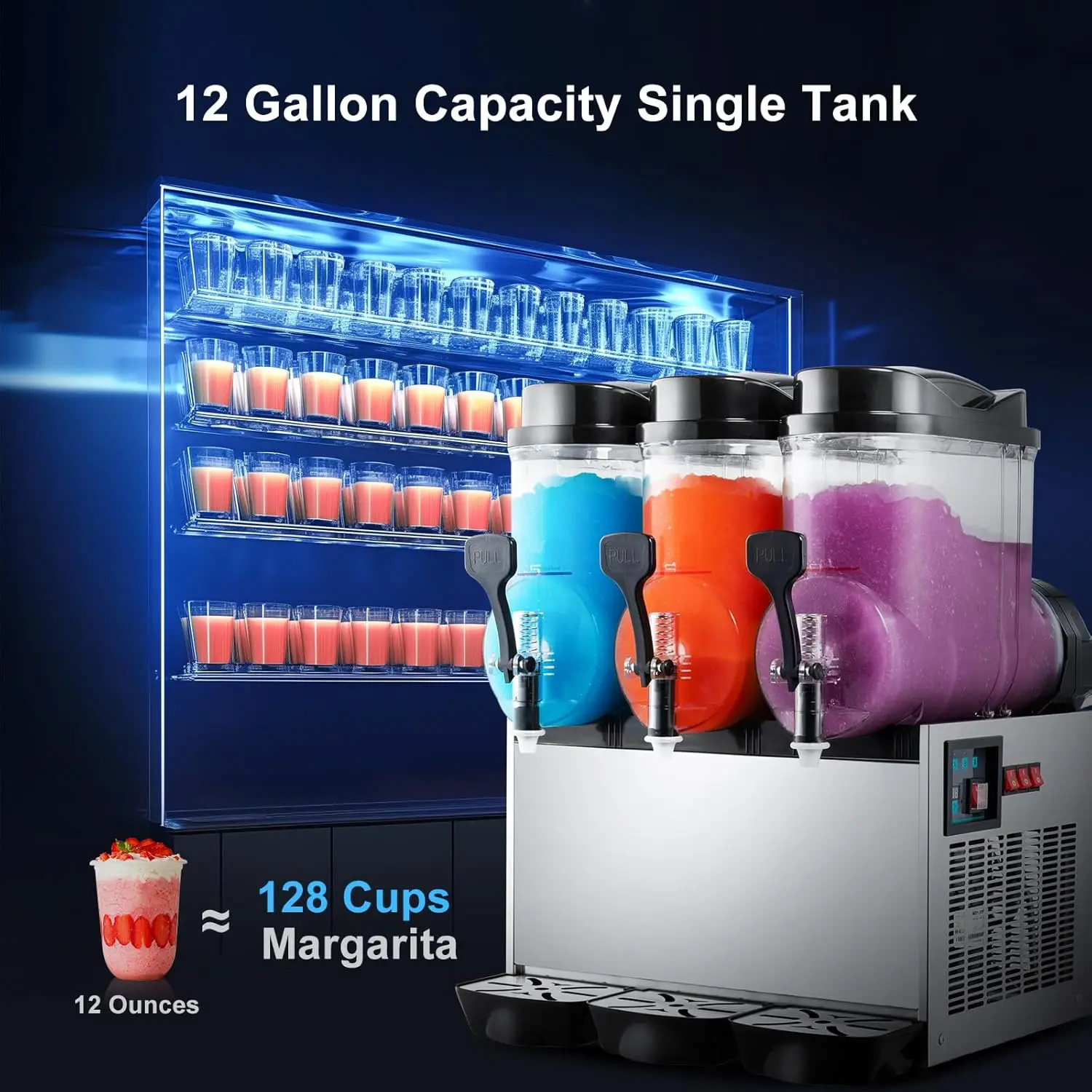 Gallons Commercial Slushy Machine 1100W, Stainless Steel Margarita Smoothie Frozen Drink Maker for Cocktail Ice Juice Tea Coffee 2