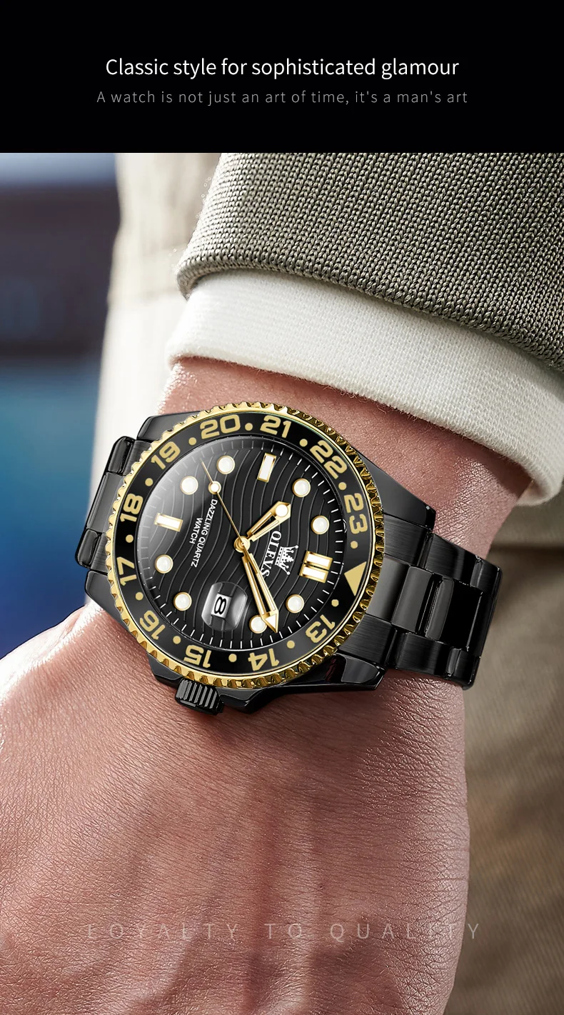 Multiple angle views of OLEVS diving watch