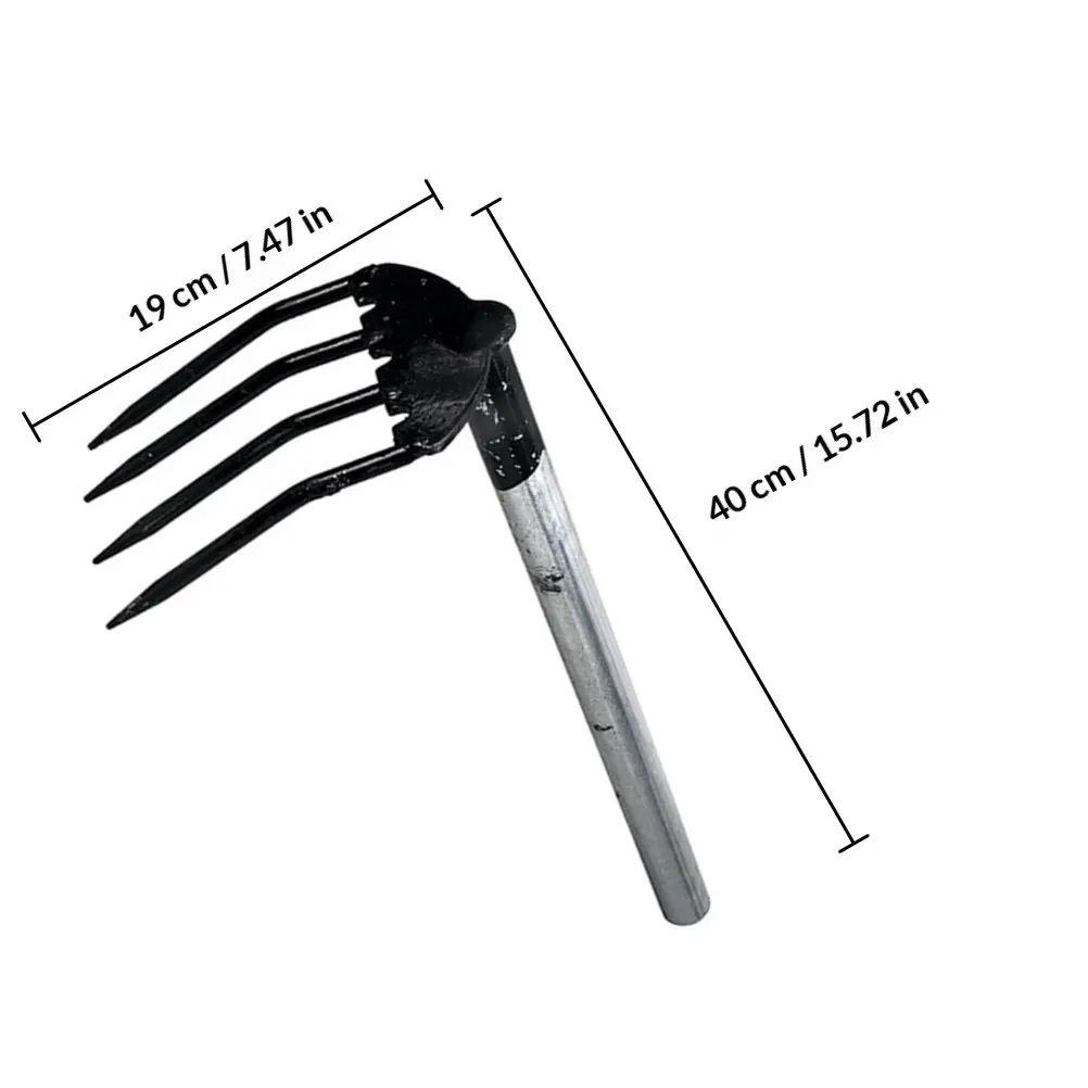 2개 세트 4날짜개형 정원용 갈퀴, 스틸 재질의 인체공학적 손잡이, 흙 풀기, 경작, 정원 가꾸기, 마당, 과수원용 도구