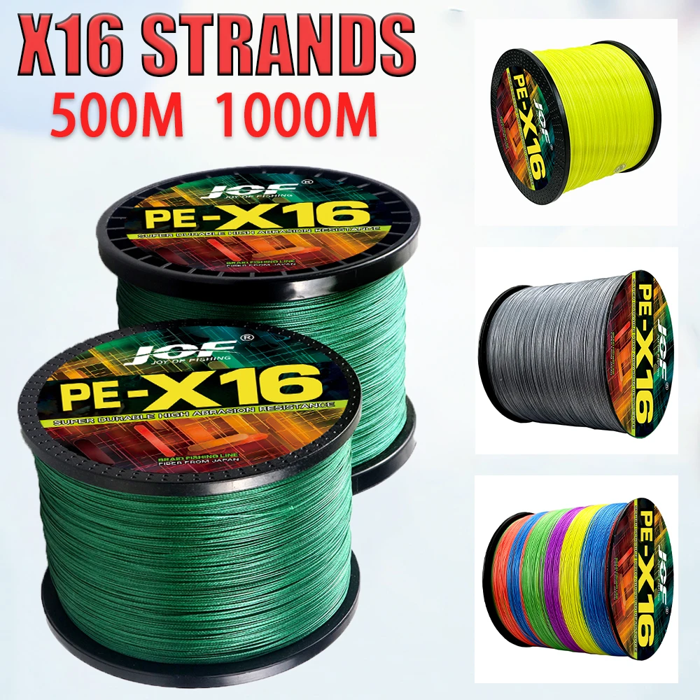 

500M 1000M Big Fish Braided Fishing Line 16 Strands PE Braid Multicolor Super Power Multifilament Lines Carp Fishing 25-200LB