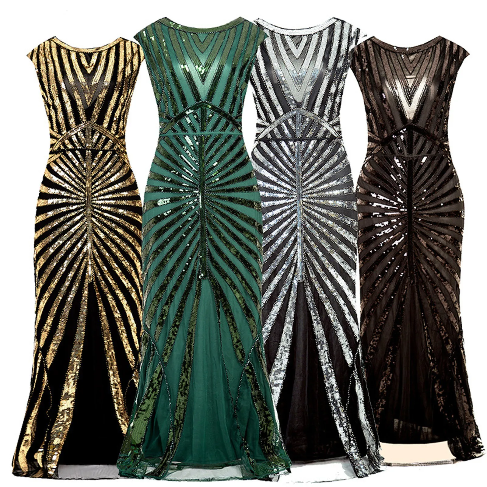 

Cocktail Dress For Women Glitter Sparkly Sequin Sleeveless Backless 1920s Flapper Fringe Clubwear Vintage Party Evening Dresses