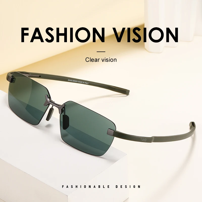 TAG Delekiah Outdoor-Sonnenbrille für Herren, ultraleicht, reines Titan, randlose Sonnenbrille, UV400-Schutz, TH40005U – Detail 1