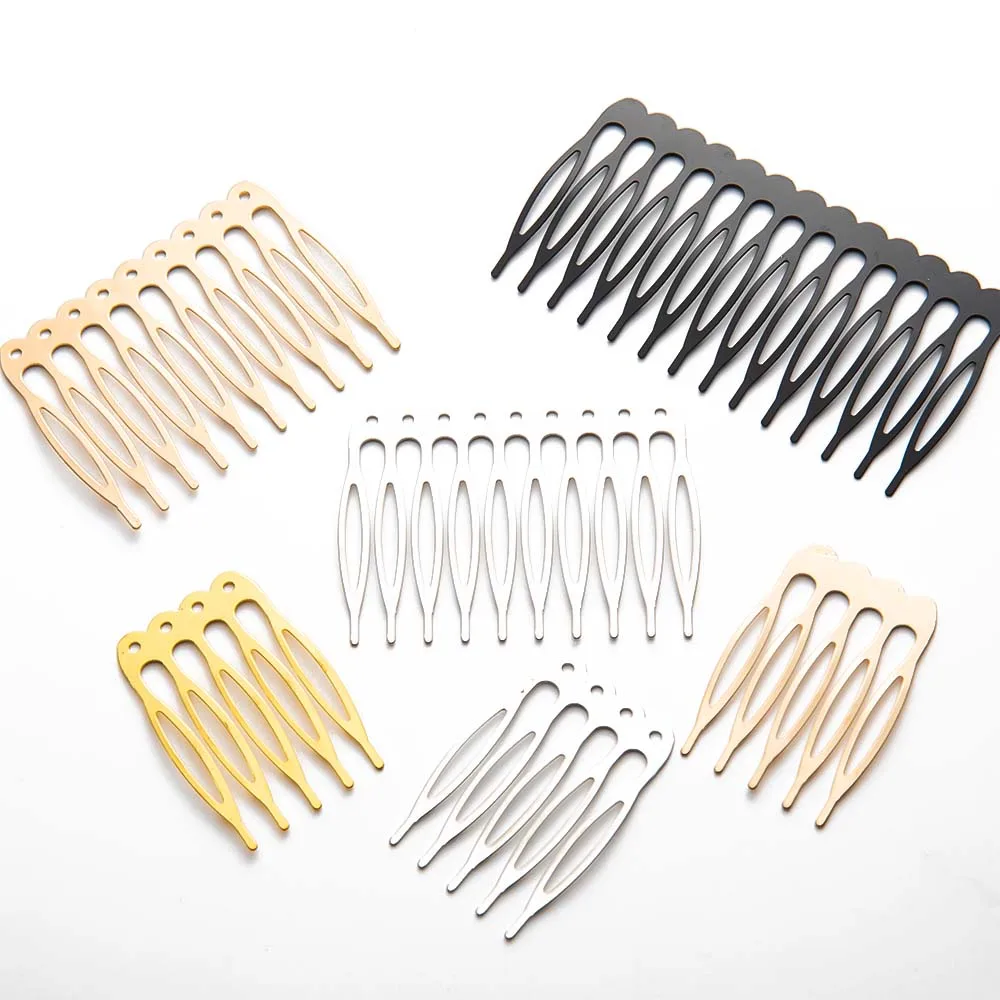 10 Stück Haarseitenkämme Clip Metalldraht für DIY Hochzeit Brautschleier Frauen Mädchen Dekorativer Brötchenhalter Schmuckherstellung Zubehör – Detail 2