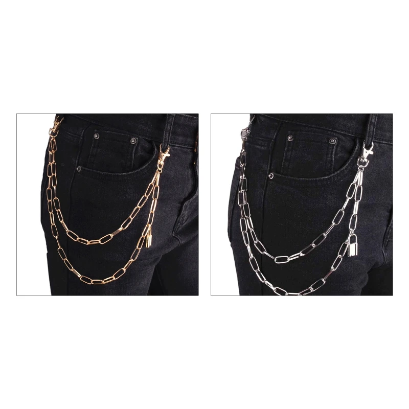 

2 Layered Jeans Wallet Pants Chain Silver Golden Pocket Chain Hip Hop Rock Chain