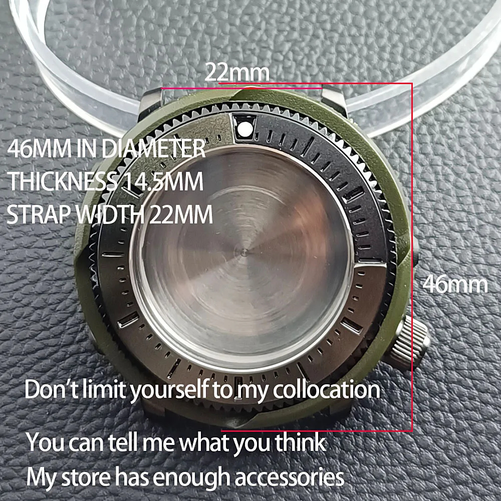 SNE 스테인리스 스틸 케이스, NH35 NH36 무브먼트 케이스에 적합, 사파이어 크리스탈 유리 방수 케이스, 46mm