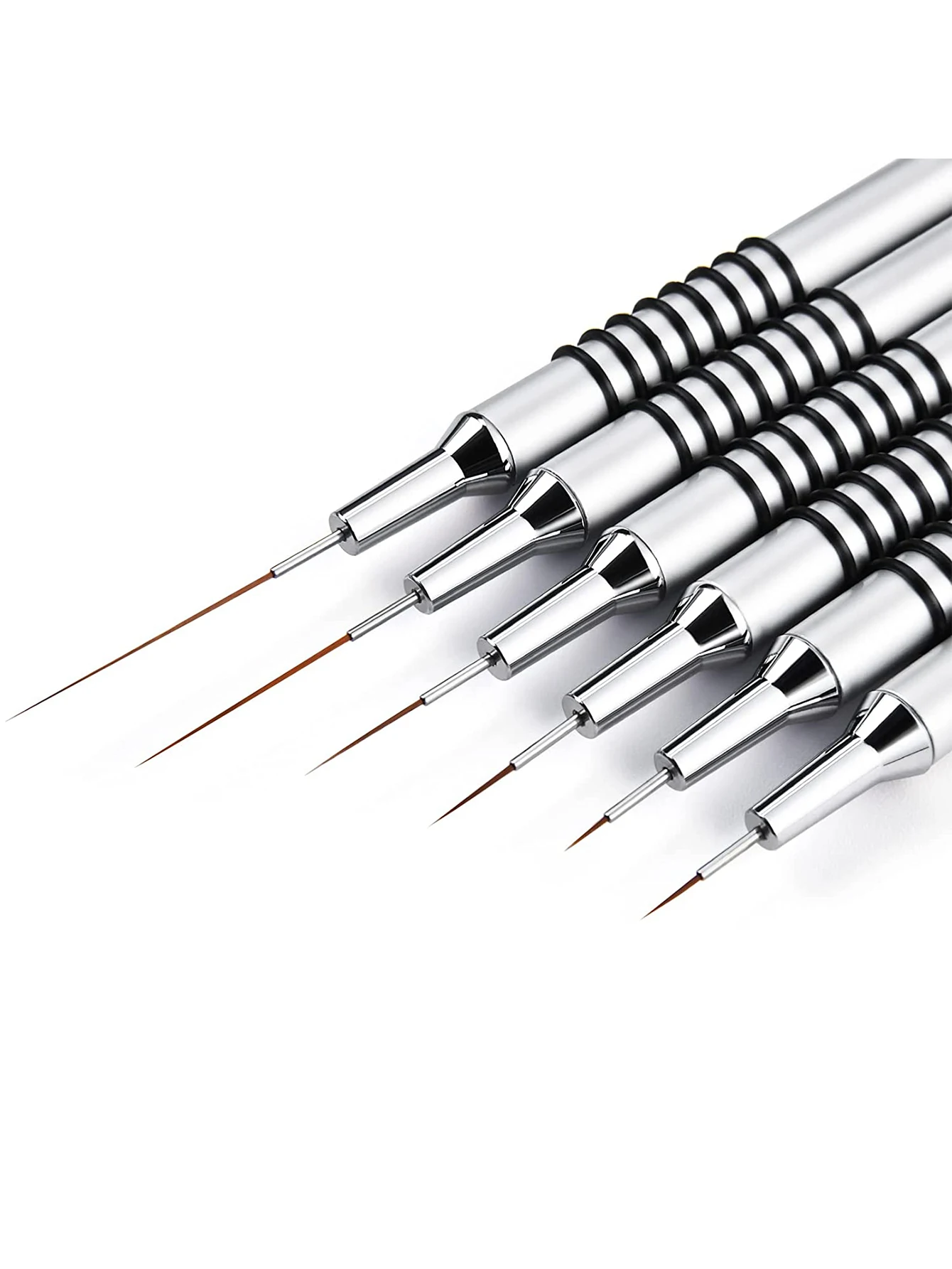 6Pcs Nail Art Liner Brushes Set-Silver